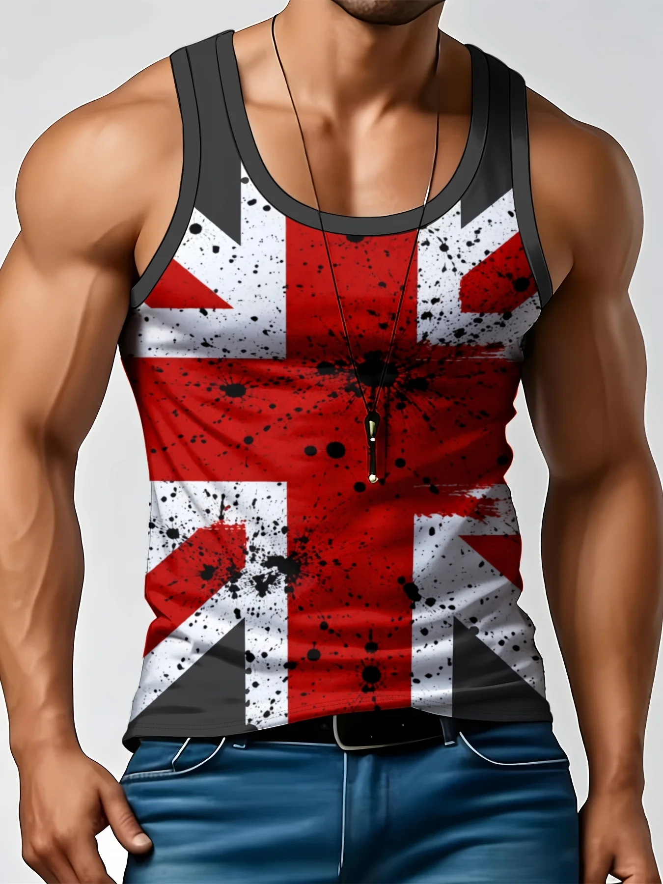 Street Fashion Uk - ヴィンテージスプラッシュインク英国プリント男性タンクトップレトロストリートカジュアルノースリーブベスト夏の男ストリートウェアトレンドヒップホップ男性服