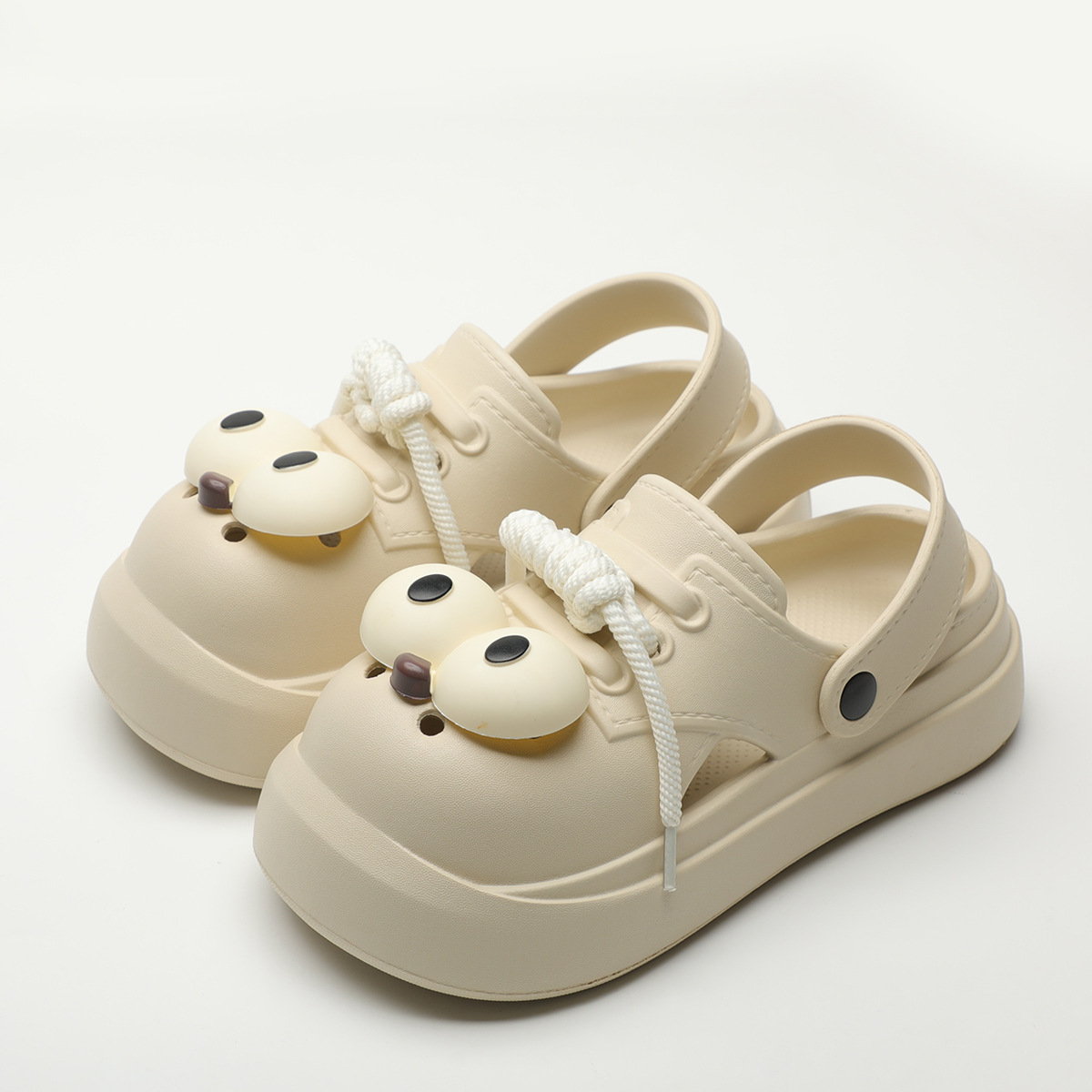Girl Fashion Street - キュートなDIYビッグアイファッションクロッグ、女性用サマープラットフォームシューズ、クローズトゥ、女性用ホームストリートスリッパ、女の子用デイリーウォーキングサンダル