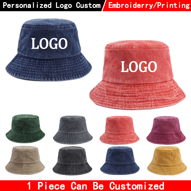 Baseball Cap Fitted - カスタムロゴ入りデニムバケットハット ファッションウォッシュドデニムキャップ デザイン メンズ パナマハット レディース