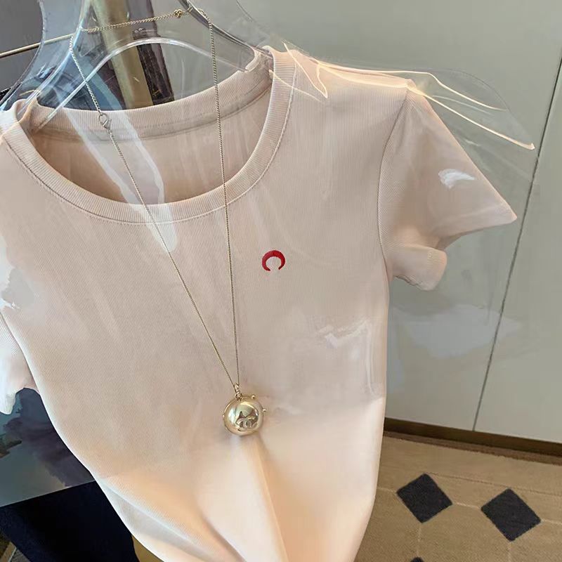 Korean Street Fashion Female - 韓国の夏の新無地女性 Tシャツシンプルなベーシックファッションストリート女性 Tシャツカジュアルルーズトップ女性シックリー