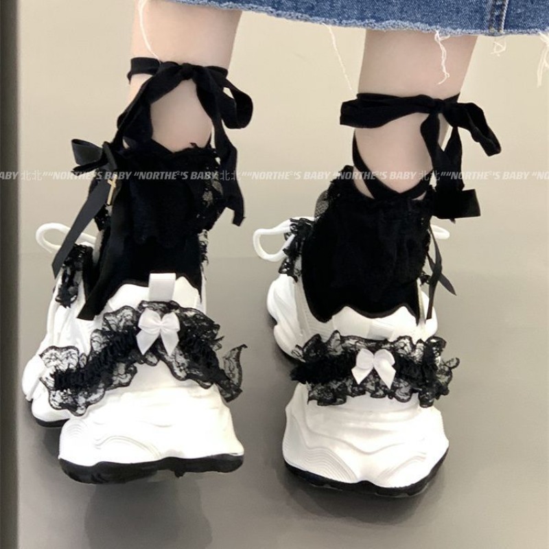 Girl Fashion Street - 戦士オリジナルブランド不格好なスニーカー女の子のための Y2k ユニークなアップリケプラットフォームカジュアルスニーカーハイストリートファッションロリータ靴