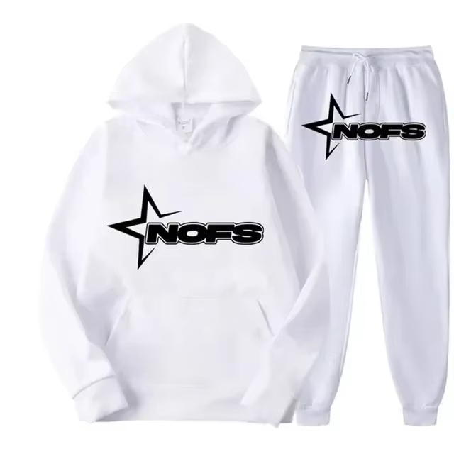 Street Fashion Outfit - 2026 ストリートウェア メンズ フード付きスウェットシャツ セットアップ スター