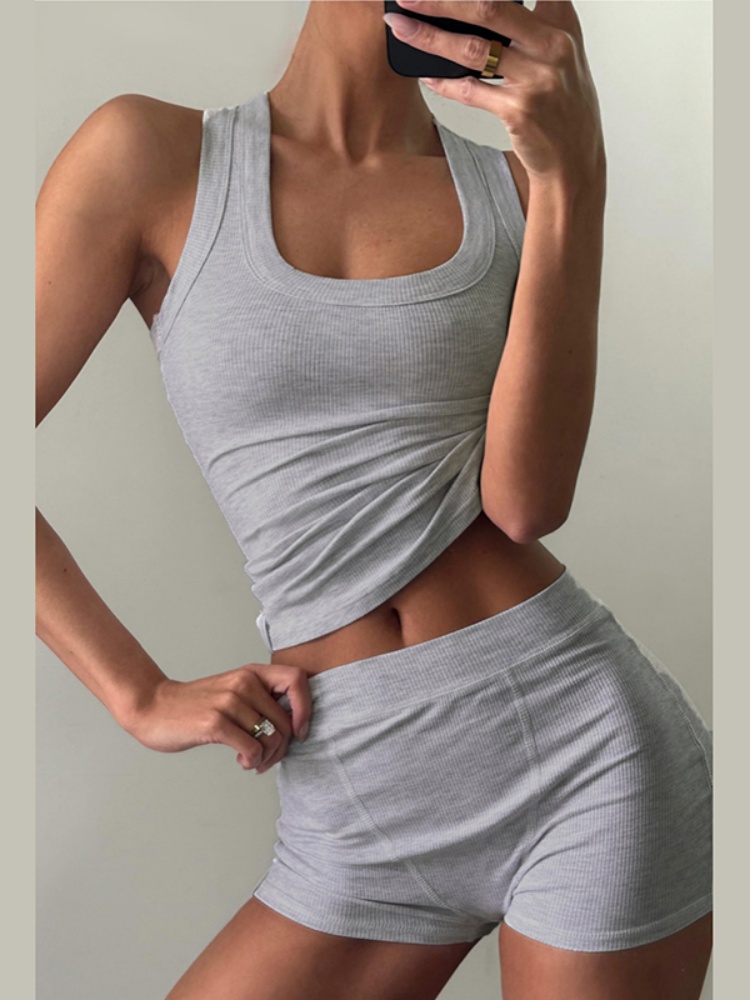Girl Fashion Street - Sisterlinda 冬リリースジュニア膝上ミニセクシーなハイストリートショートスーツ K24S51762 ガールソリッドスリムフィットファッションショートスーツ