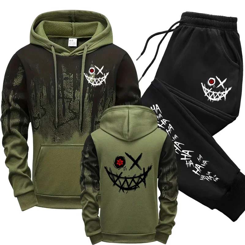 Street Fashion Outfit - 秋冬男性用デイリーカジュアルスポーツジョガースーツ2026アーバンファッションフーディスポーツウェアメンズセットフード付きスウェットシャツスウェットパンツ