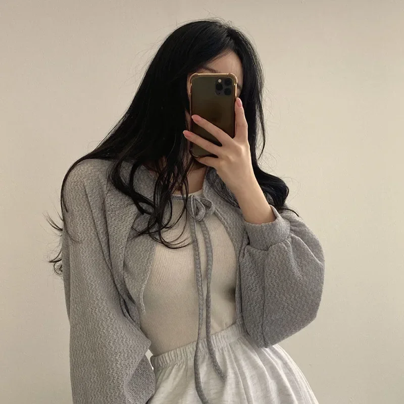 夏の女性のニットカーディガン白薄い日焼け止めレースアップニッ - Korean Street Fashion Female のレビューと価格