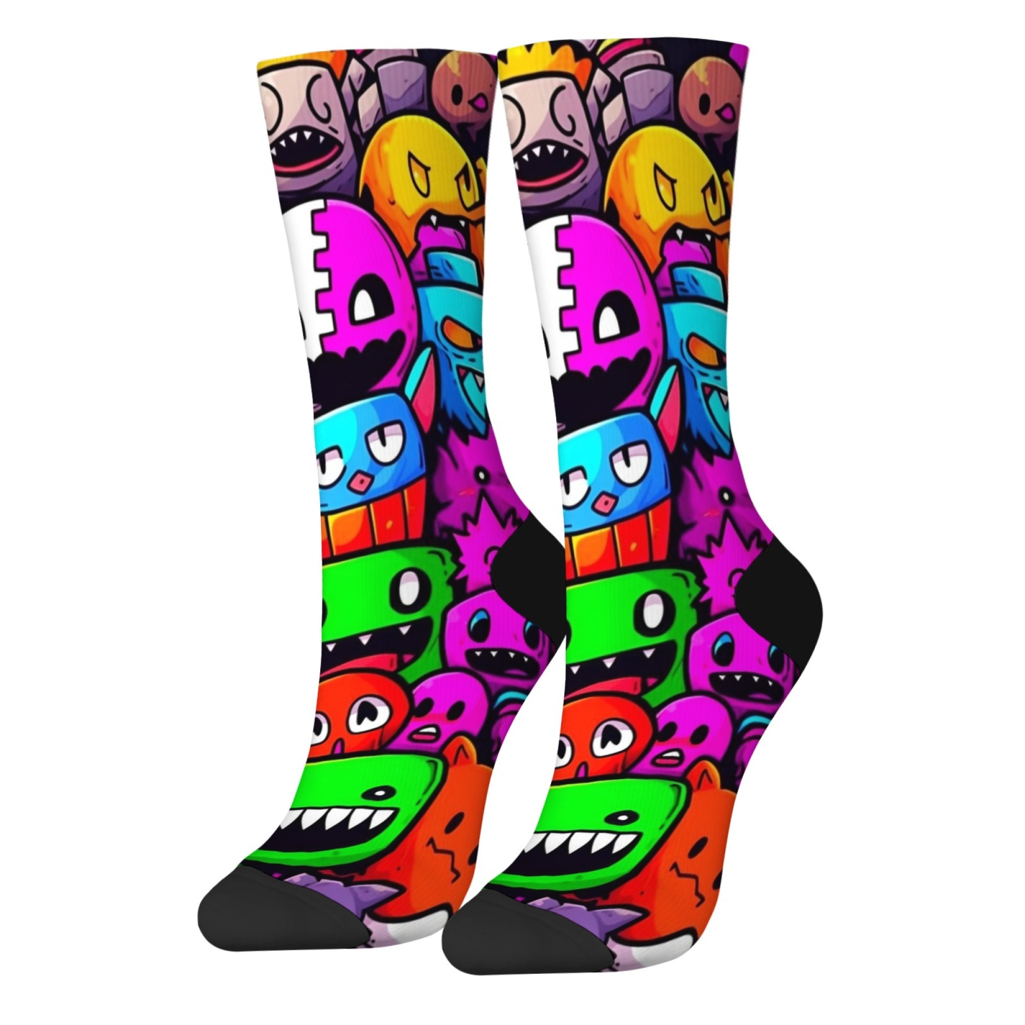 斬新で楽しいモンスタープリントのメンズソックス 柔らかく肌に - Quirky Street Fashion のレビューと価格