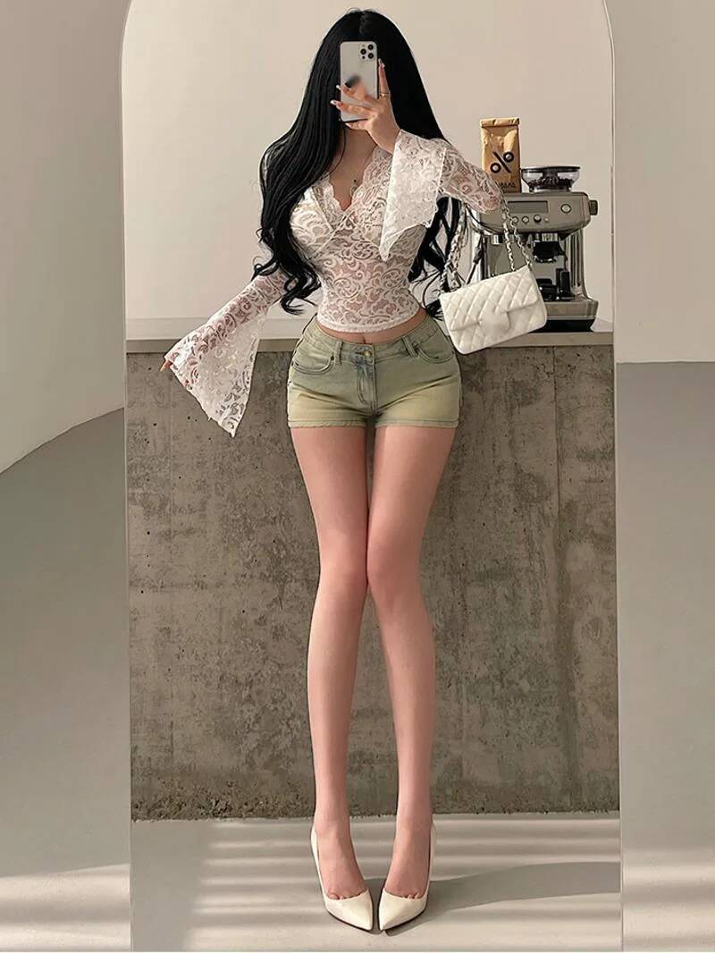 韓国マンガホットガールセクシータイトストレッチカウボーイショ - Korean Street Fashion Female のレビューと価格