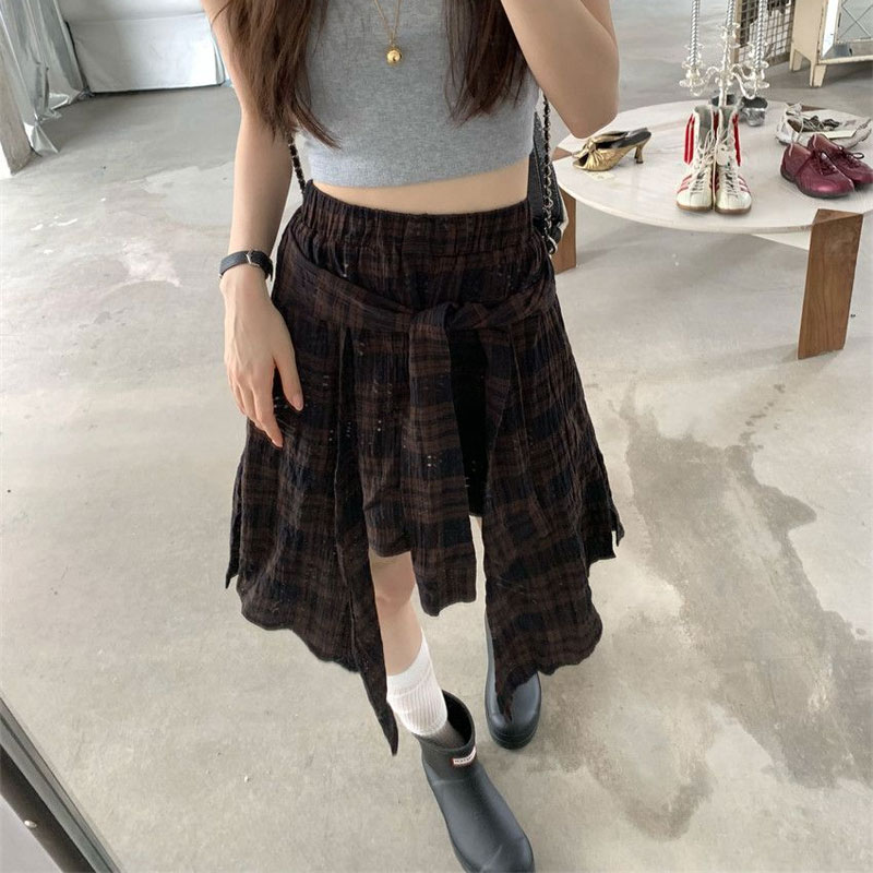 ファッション不規則なヴィンテージチェック柄韓国ミニスカート夏 - Korean Street Fashion Female のレビューと価格