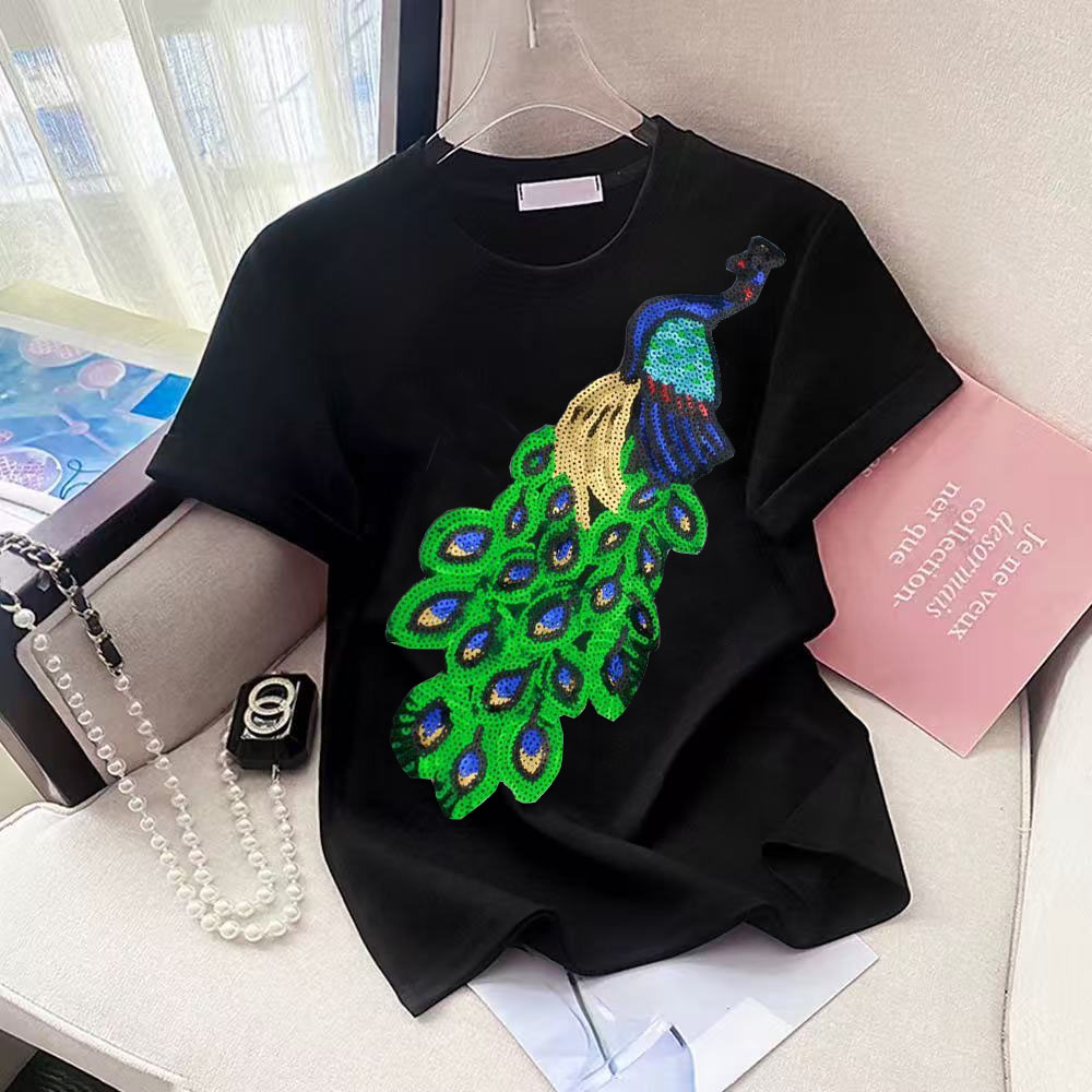 韓国ファッションピンク刺繍クマビーズ Tシャツ女性ヴィンテー - Korean Street Fashion Female のレビューと価格