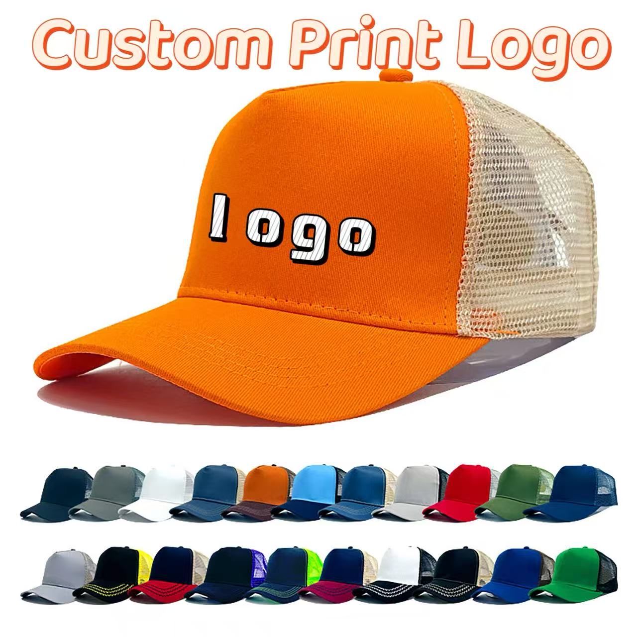カスタムプリントロゴ入り無地ハードトップ5ピース野球帽 メン - Baseball Cap Fitted のレビューと価格