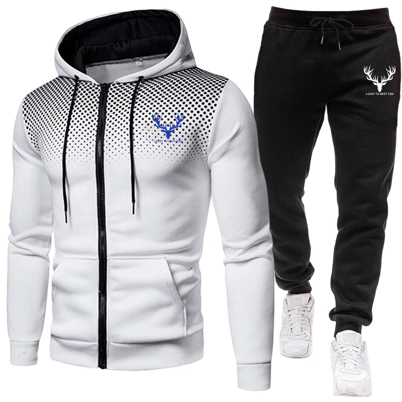 2026新作 メンズセット ジップアップパーカーと黒のスウェ - Street Fashion Outfit のレビューと価格